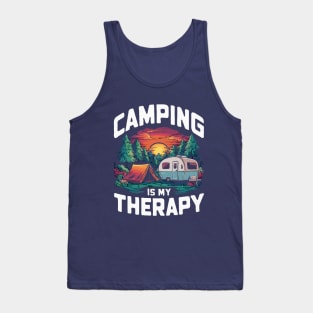 Camping is My Therapy, Retro Camper Tank Top